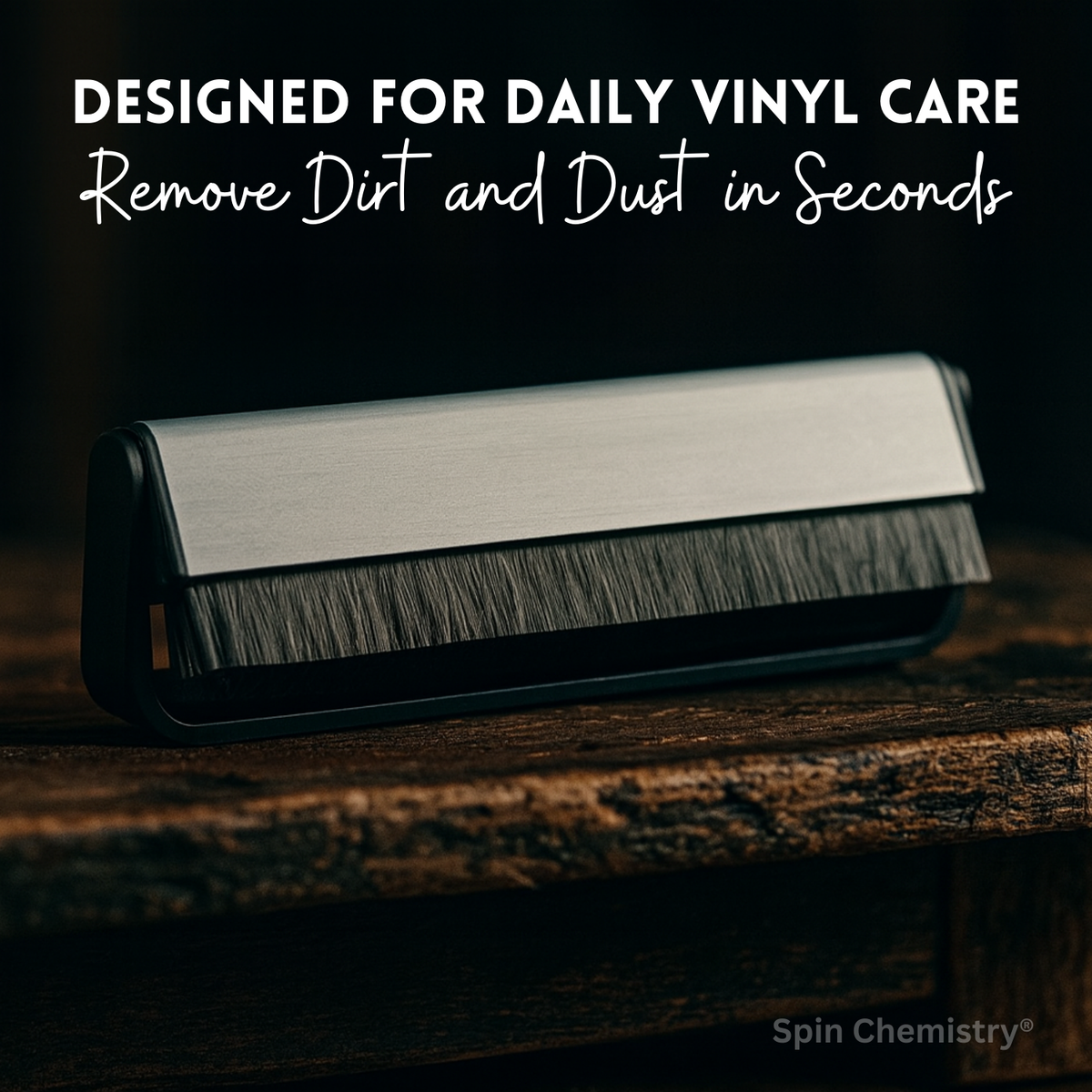Silver Anti-Static Carbon Fibre Vinyl Record Cleaning Brush
