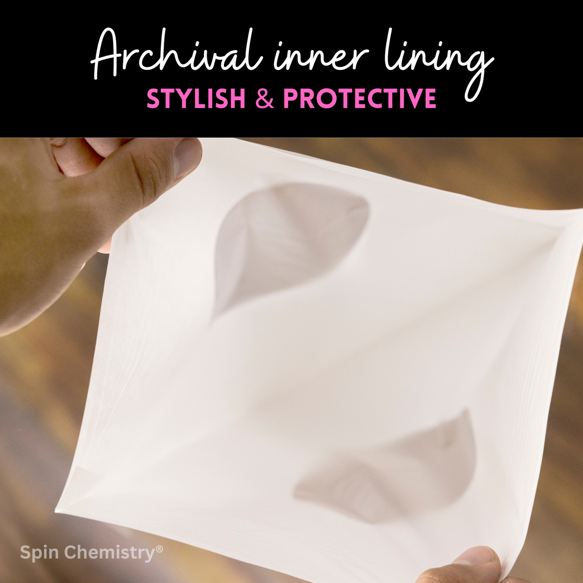 50 Pack of Craft Paper Record Inner Sleeves with Archival Poly Inner Lining (White)
